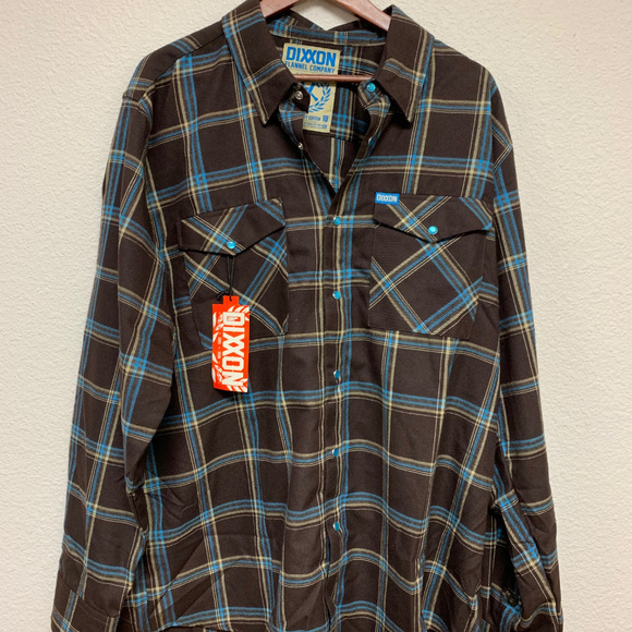 DIXXON Other - DIXXON Flannel - Pearl Snap - Brown/Blue/Tan DIXXON Other - DIXXON Flannel - Pearl Snap - Brown/Blue/Tan